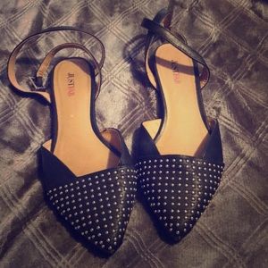studded black flats